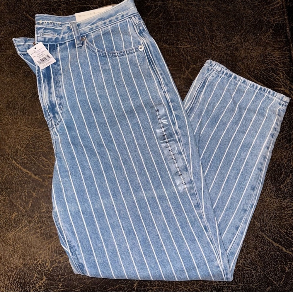 AE Retro Indigo Stripe Mom Jean